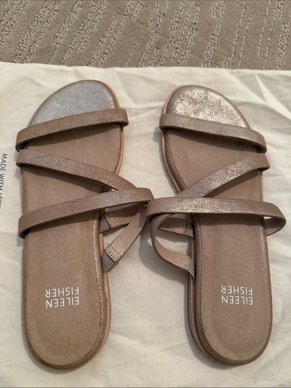 Womens Eileen Fisher Shoes Sandals Gold 6.5